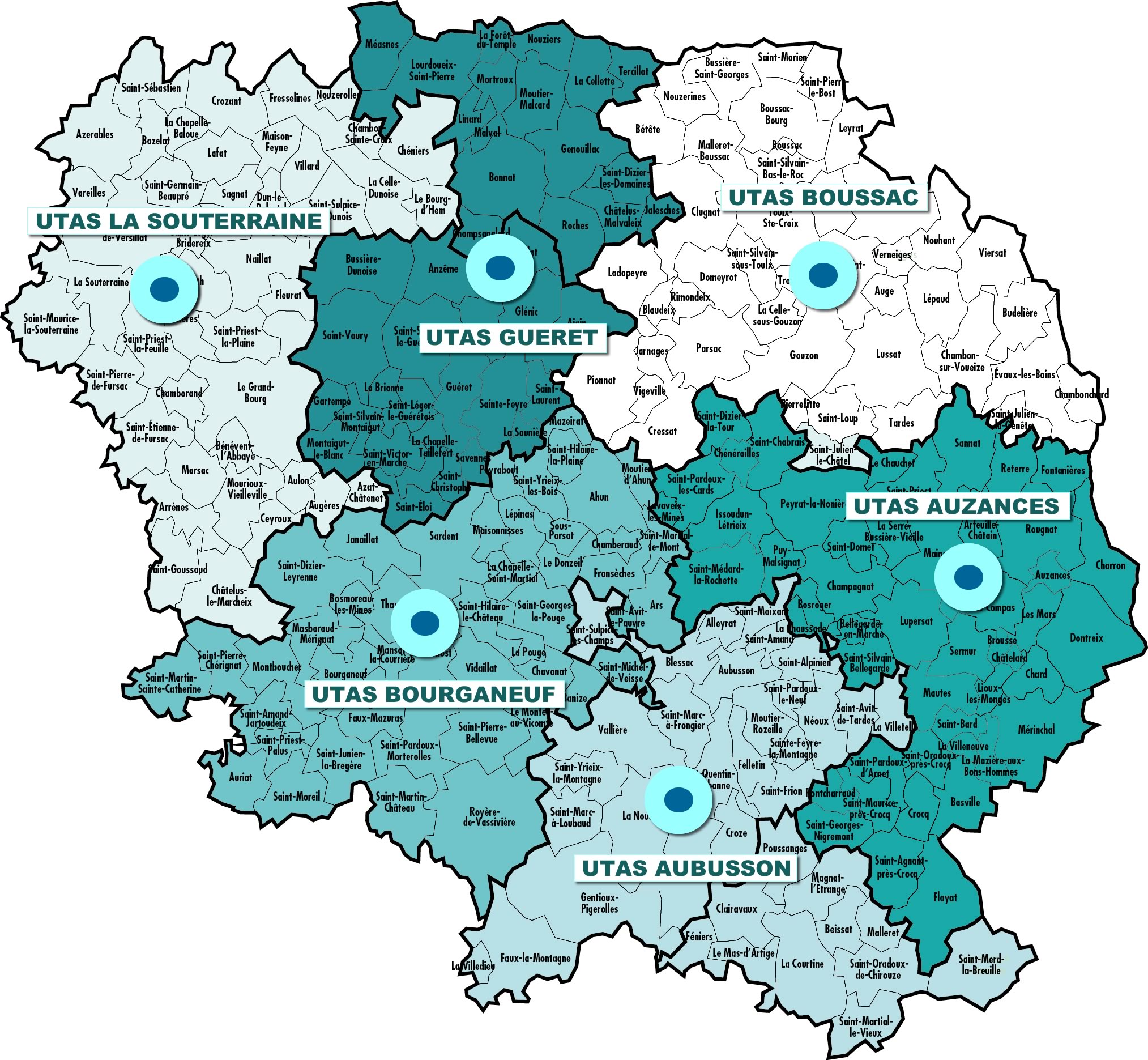 Carte et coordonnées 

des UTAS